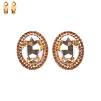 TWO TONE RHINESTONE CLIP EARRING