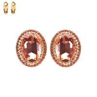 TWO TONE RHINESTONE CLIP EARRING