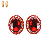 TWO TONE RHINESTONE CLIP EARRING