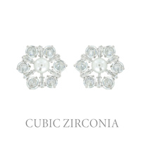 CZ CUBIC ZIRCONIA FLOWER STUD EARRINGS