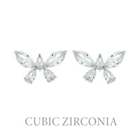 CZ CUBIC ZIRCONIA BUTTERFLY STUD EARRINGS