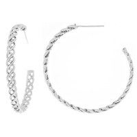 CUBIC ZIRCONIA WHITE GOLD PLATING HOOP EARRINGS