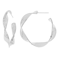 CUBIC ZIRCONIA WHITE GOLD PLATING HOOP EARRINGS
