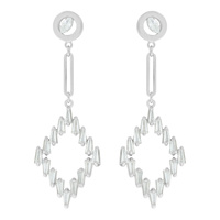 CUBIC ZIRCONIA WHITE GOLD PLATING EARRINGS