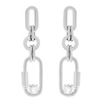CUBIC ZIRCONIA WHITE GOLD PLATING EARRINGS