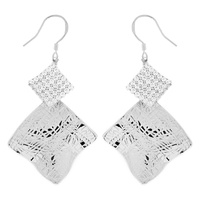 CUBIC ZIRCONIA WHITE GOLD PLATING EARRINGS