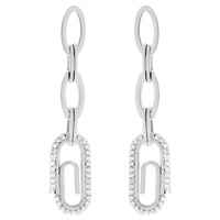 CUBIC ZIRCONIA WHITE GOLD PLATING EARRINGS