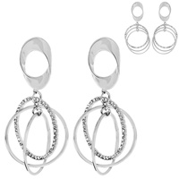 CUBIC ZIRCONIA WHITE GOLD PLATING EARRINGS