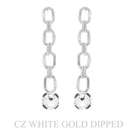 GOLD PLATED CZ CHAIN LINK LINEAR EARRINGS