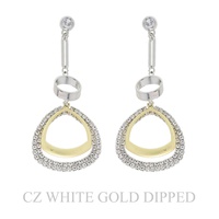 GOLD PLATED CZ OPEN TRIANGLE LINEAR EARRINGS