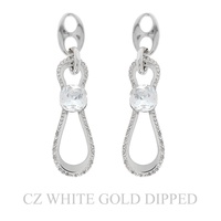 GOLD PLATED CZ INFINITY CHAIN SOLITAIRE EARRINGS