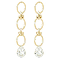 CUBIC ZIRCONIA & STONE METAL EARRINGS