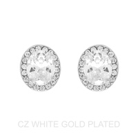 GOLD PLATED CUBIC ZIRCONIA HALO STUD EARRINGS