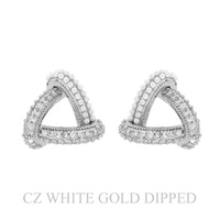 GOLD PLATED CUBIC ZIRCONIA TRIANGLE WOVEN EARRING