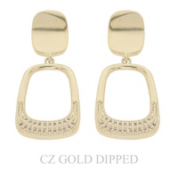 GOLD PLATED CZ OPEN SQUARE EARRINGS