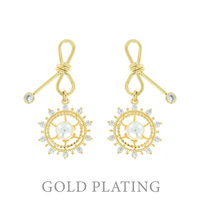 CUBIC ZIRCONIA CZ WHITE GOLD PLATED PEARL DROP EARRINGS