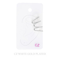 GOLD PLATED CZ PAVE SPIRAL EAR CUFF EARRINGS