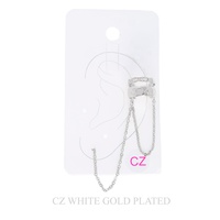 2-ROW GOLD PLATED CZ STUD CHAIN EAR CUFF