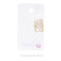 GOLD PLATED CZ FLORAL FILIGREE EAR CUFF EARRINGS