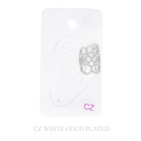 GOLD PLATED CZ FLORAL FILIGREE EAR CUFF EARRINGS