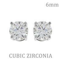 6MM - AUTHENTIC CUBIC ZIRCONIA STUD EARRINGS