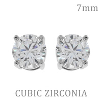 7MM - AUTHENTIC CUBIC ZIRCONIA STUD EARRINGS