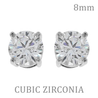 8MM - AUTHENTIC CUBIC ZIRCONIA STUD EARRINGS