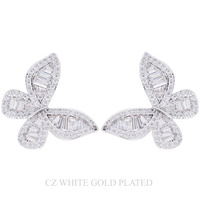 GOLD PLATED CZ PAVE BUTTERFLY EARRINGS