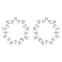 TEARDROP CRYSTAL CZ CUBIC ZIRCONIA CIRCULAR DROP EARRINGS IN SILVER AND GOLD TONE