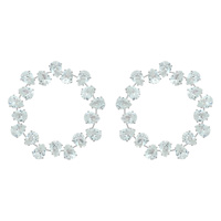 TEARDROP CRYSTAL CZ CUBIC ZIRCONIA CIRCULAR DROP EARRINGS IN SILVER AND GOLD TONE