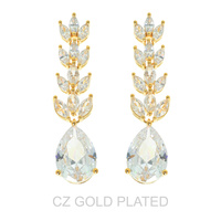 GOLD PLATED CUBIC ZIRCONIA VINE DROP EARRINGS