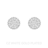 GOLD PLATED CZ PAVE DISC STUD EARRINGS