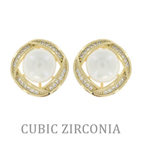 AUTHENTIC CUBIC ZIRCONIA PEARL STUD EARRINGS