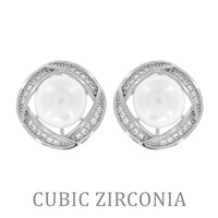 AUTHENTIC CUBIC ZIRCONIA PEARL STUD EARRINGS