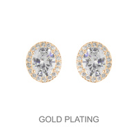 ROUND CUBIC WHITE GOLD EARRING