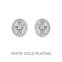 CZ CUBIC ZIRCONIA OVAL STUD EARRINGS