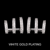 3 Cz Stripe Bars Stud Earrings With White Gold Plating Ecz4597R