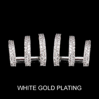 3 Cz Stripe Bars Stud Earrings With White Gold Plating Ecz4597R