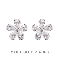 Cz Teardrop Flower Stud Earrings Ecz4599R