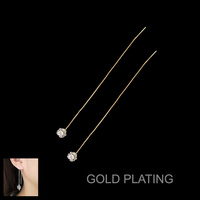 Small Cz Stone Cluster Ball Pull Through Earrings With Gold Plating Ecz5281Gcl