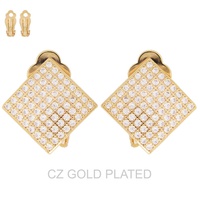 GOLD PLATED CZ KITE CLIP-ON STUD EARRINGS