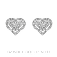 CZ HEART POST STUD EARRINGS