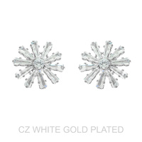 CZ STARBURST POST STUD EARRINGS