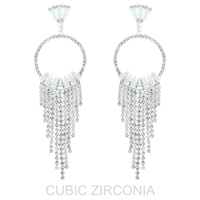 CUBIC ZIRCONIA BAGUETTE CHANDELIER EARRINGS