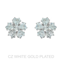 CZ FLOWER POST STUD EARRINGS