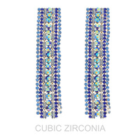 CUBIC ZIRCONIA RECTANGULAR TASSEL EARRINGS