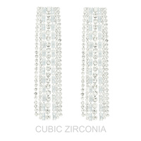 CUBIC ZIRCONIA RECTANGULAR TASSEL EARRINGS