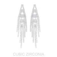 BAGUETTE CUT CZ TASSEL EARRINGS