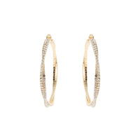 RHINESTONE PAVE CROSSOVER HOOP EARRINGS
