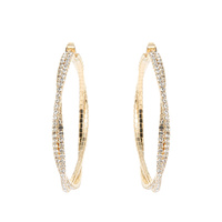 LARGE RHINESTONE PAVE CROSSOVER HOOP EARRINGS